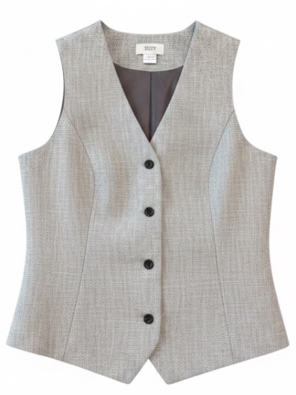 Suzy Shier Grey Tailored Suit Vest Waistcoat Size M EUC